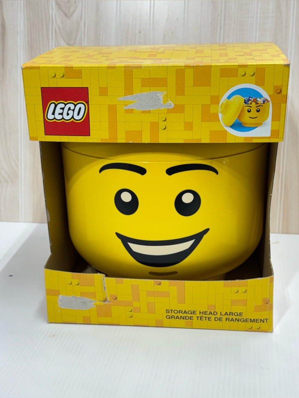LEGO Yellow Smiling Minifigure Head Storage Container